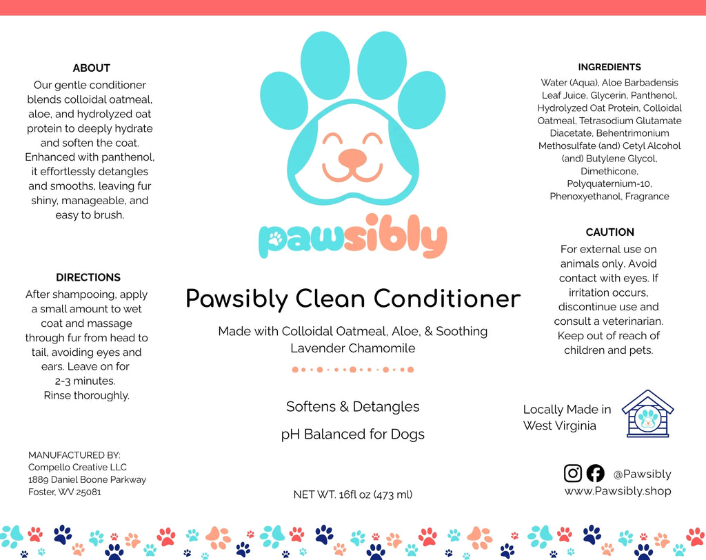Pawsibly Clean Colloidal Oatmeal Pet Conditioner